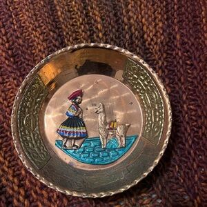Decorative Copper Bowl with Peruvian Design